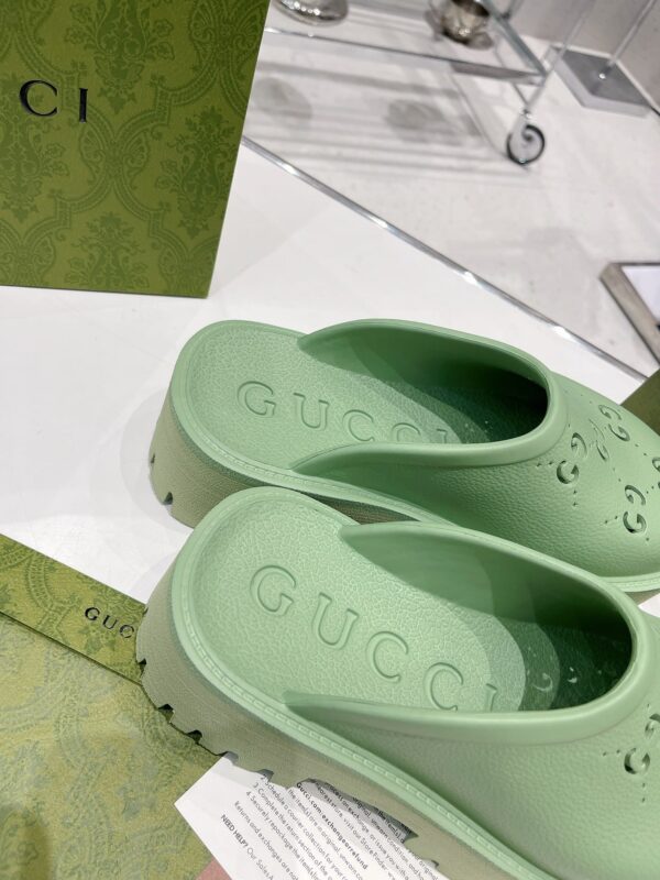 Gucci Women's Platform Perforated G Sandal Green For Women GG