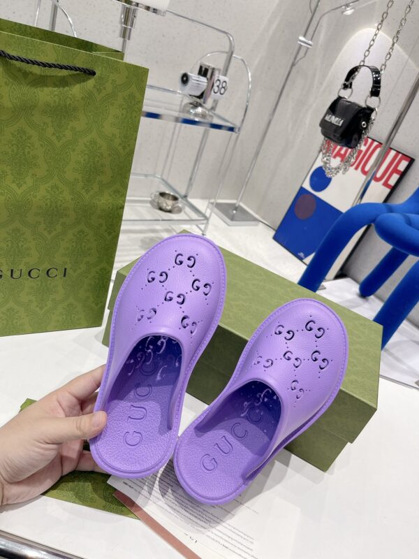 Gucci Women's Platform Perforated G Sandal Light Blue For Women GG
