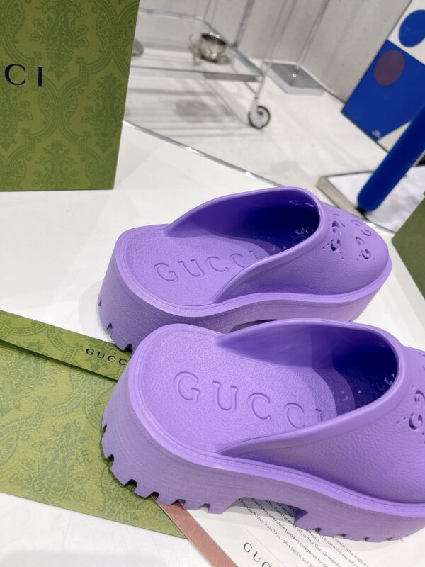 Gucci Women's Platform Perforated G Sandal Light Blue For Women GG