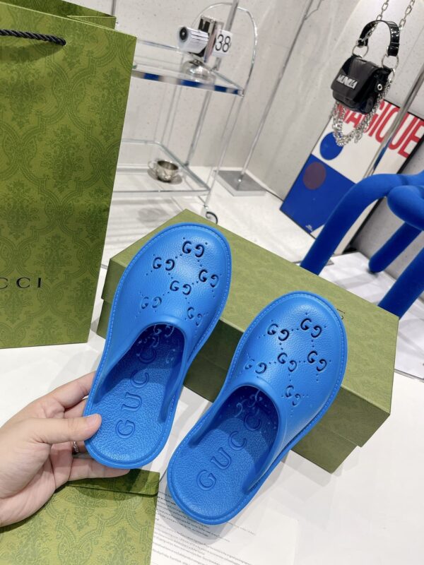 Gucci Women's Platform Perforated G Sandal Light Blue For Women GG