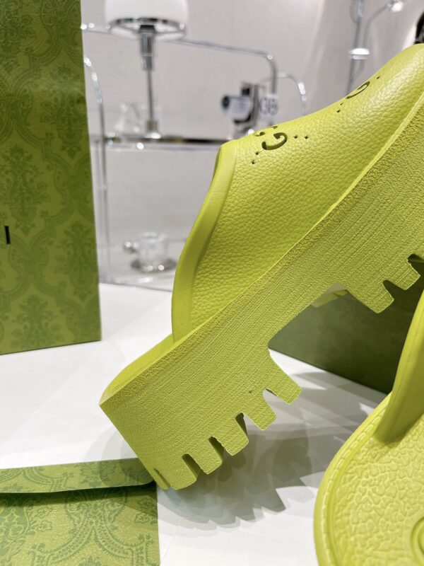 Gucci Women's Platform Perforated G Sandal Light Green For Women GG