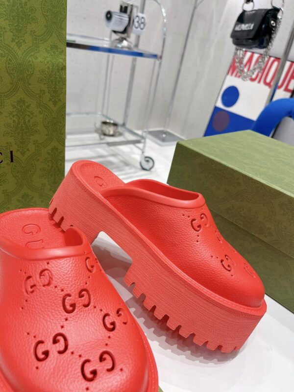 Gucci Women's Platform Perforated G Sandal Red For Women GG