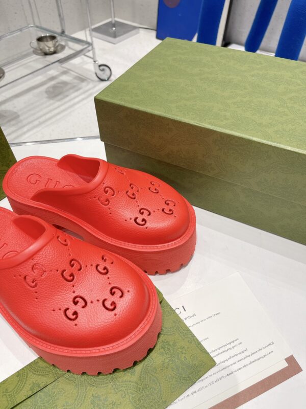 Gucci Women's Platform Perforated G Sandal Red For Women GG