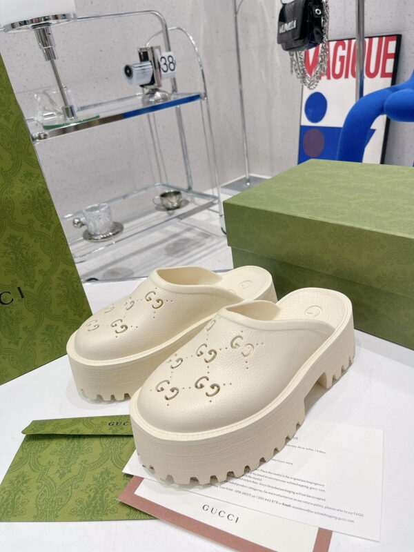 Gucci Women's Platform Perforated G Sandal White For Women GG