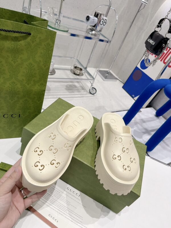 Gucci Women's Platform Perforated G Sandal White For Women GG