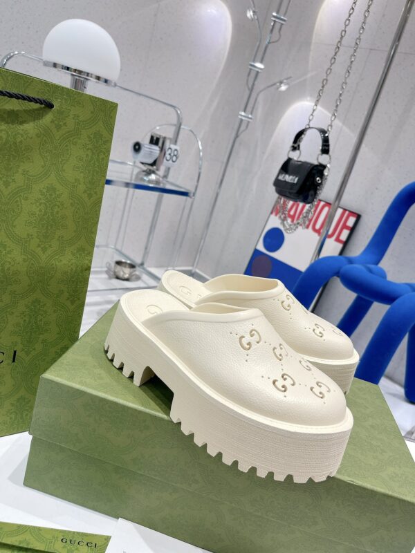 Gucci Women's Platform Perforated G Sandal White For Women GG