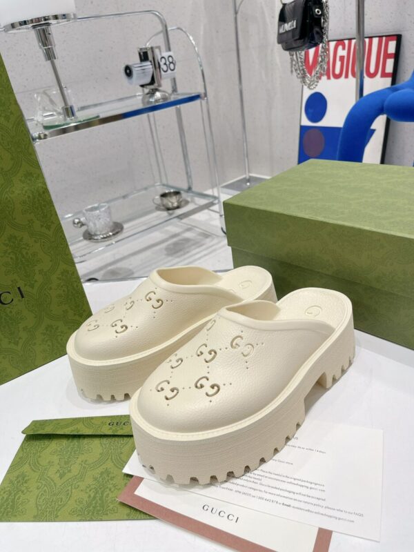 Gucci Women's Platform Perforated G Sandal White For Women GG