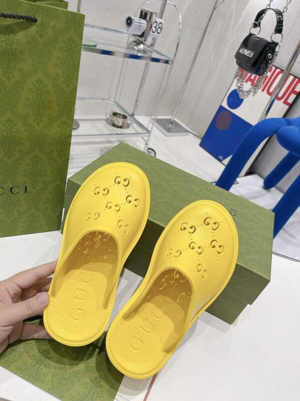 Gucci Women's Platform Perforated G Sandal Yellow For Women GG 