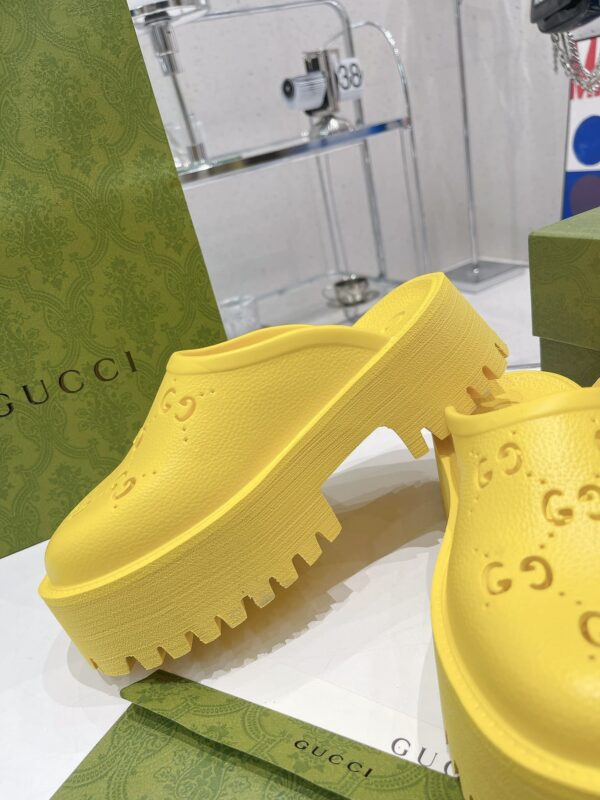 Gucci Women's Platform Perforated G Sandal Yellow For Women GG 