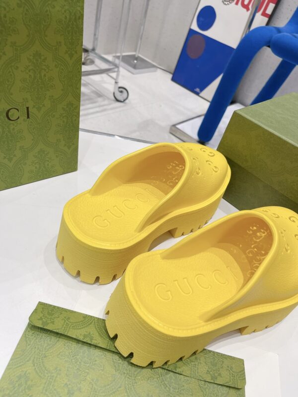 Gucci Women's Platform Perforated G Sandal Yellow For Women GG 