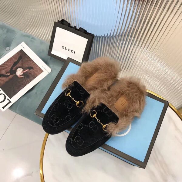 Gucci Women's Princetown Slipper Mules By Velvet Black For Women GG