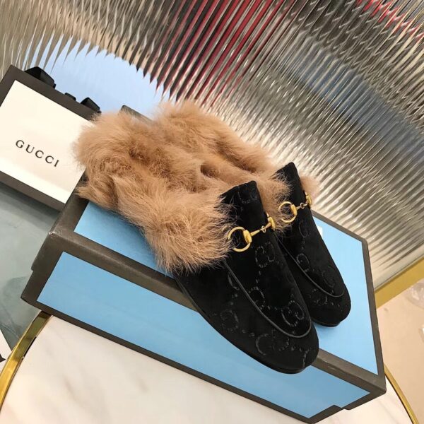 Gucci Women's Princetown Slipper Mules By Velvet Black For Women GG