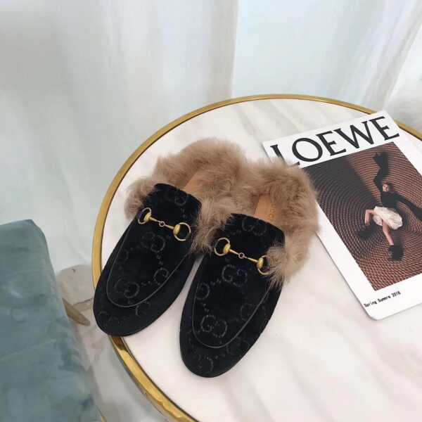 Gucci Women's Princetown Slipper Mules By Velvet Black For Women GG