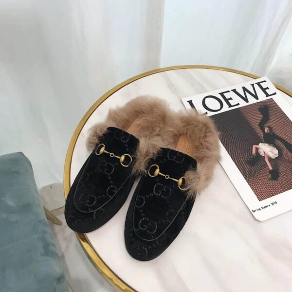 Gucci Women's Princetown Slipper Mules By Velvet Black For Women GG