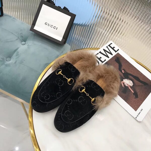 Gucci Women's Princetown Slipper Mules By Velvet Black For Women GG
