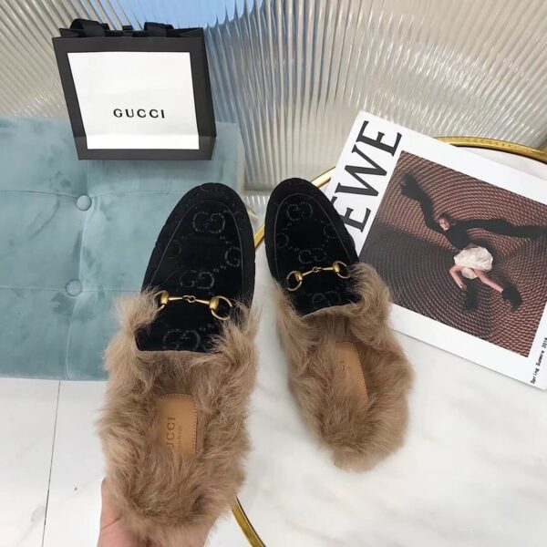 Gucci Women's Princetown Slipper Mules By Velvet Black For Women GG
