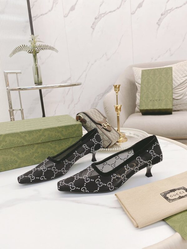 Gucci Women's Pump By Canvas Fabric Black For Women GG