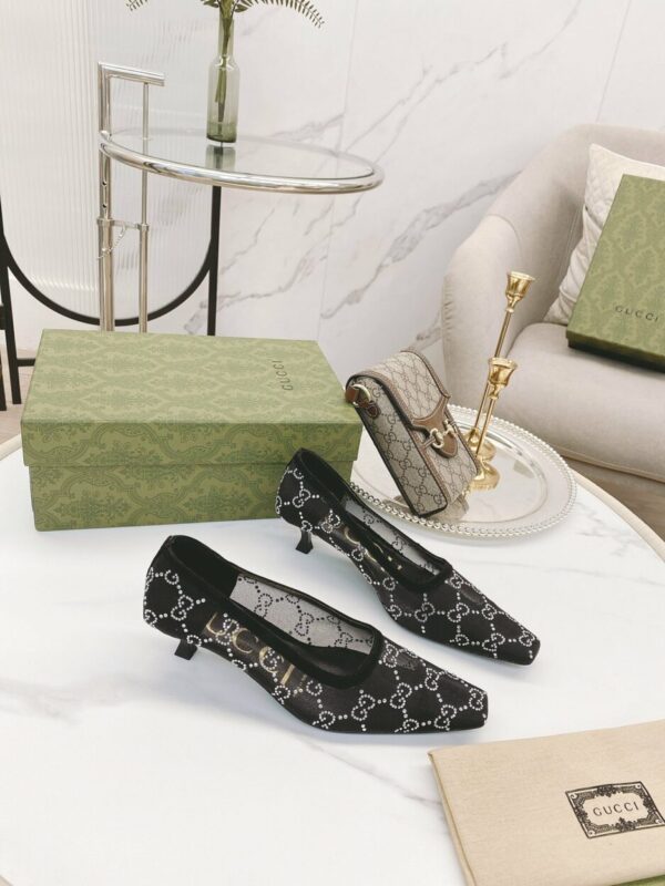 Gucci Women's Pump By Canvas Fabric Black For Women GG