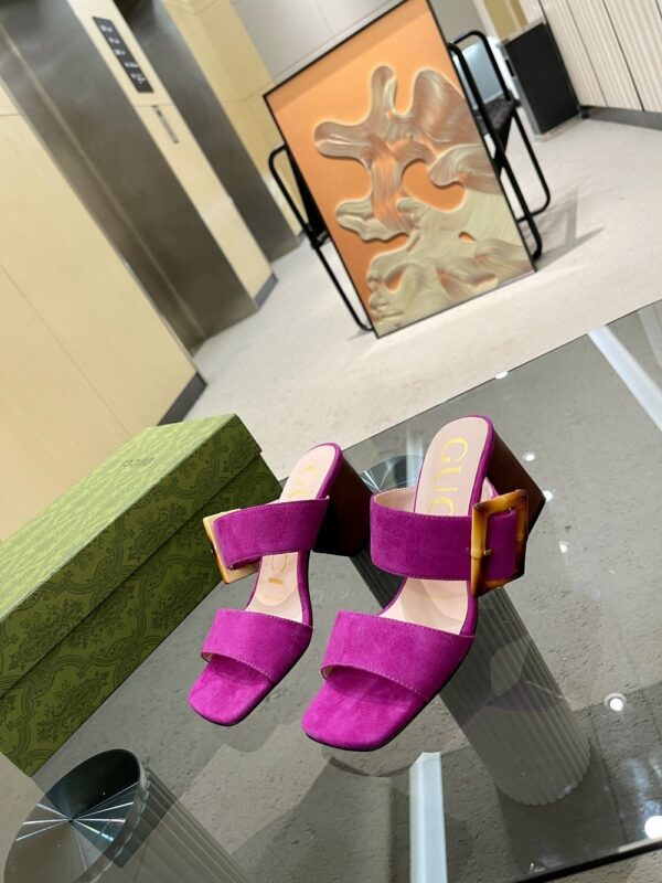 Gucci Women's Sandal With Bamboo Buckle Purple For Women GG