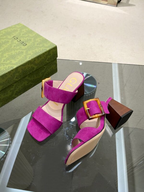 Gucci Women's Sandal With Bamboo Buckle Purple For Women GG