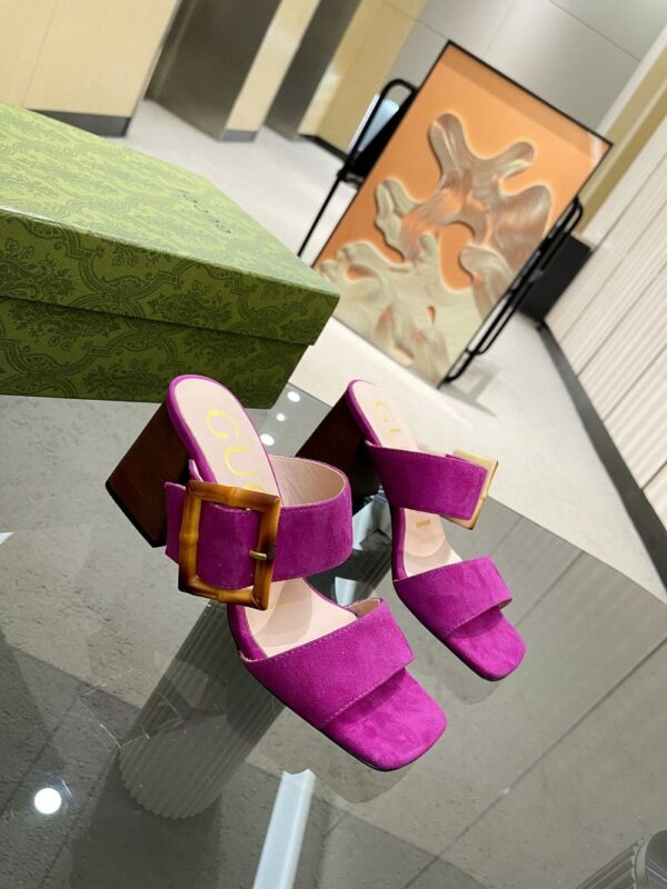 Gucci Women's Sandal With Bamboo Buckle Purple For Women GG