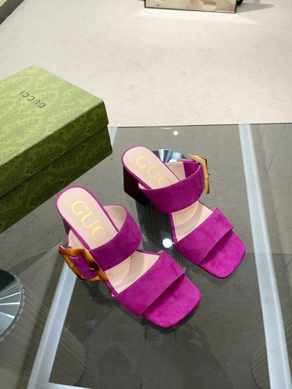 Gucci Women's Sandal With Bamboo Buckle Purple For Women GG