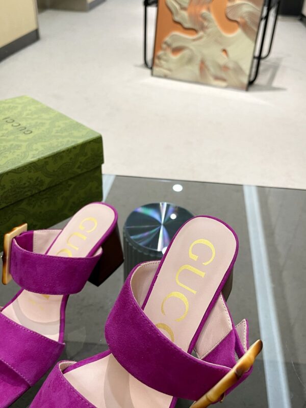 Gucci Women's Sandal With Bamboo Buckle Purple For Women GG