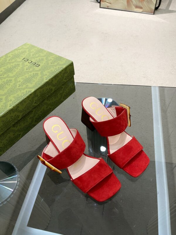 Gucci Women's Sandal With Bamboo Buckle Red For Women GG‎