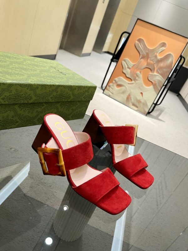 Gucci Women's Sandal With Bamboo Buckle Red For Women GG‎