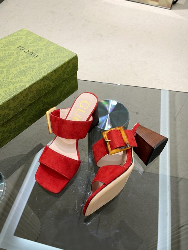 Gucci Women's Sandal With Bamboo Buckle Red For Women GG‎