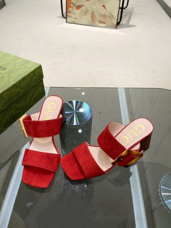 Gucci Women's Sandal With Bamboo Buckle Red For Women GG‎