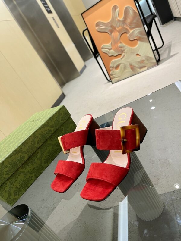 Gucci Women's Sandal With Bamboo Buckle Red For Women GG‎