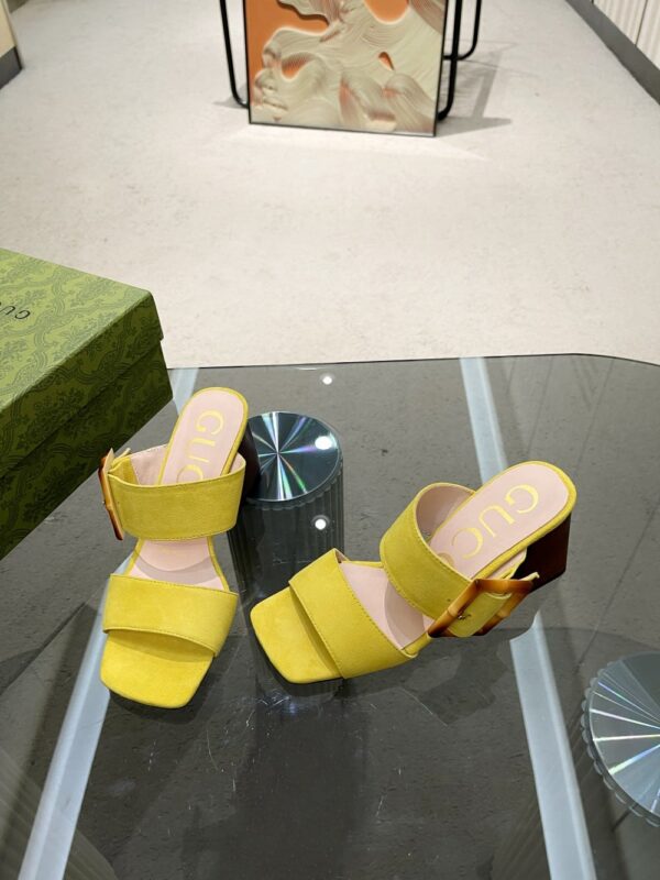 Gucci Women's Sandal With Bamboo Buckle Yellow For Women GG