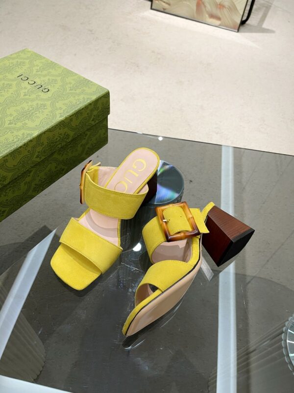 Gucci Women's Sandal With Bamboo Buckle Yellow For Women GG