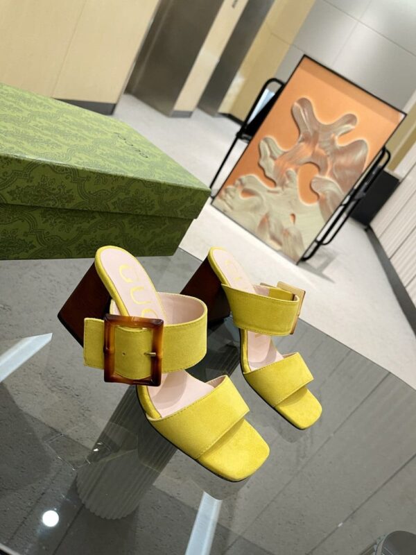 Gucci Women's Sandal With Bamboo Buckle Yellow For Women GG