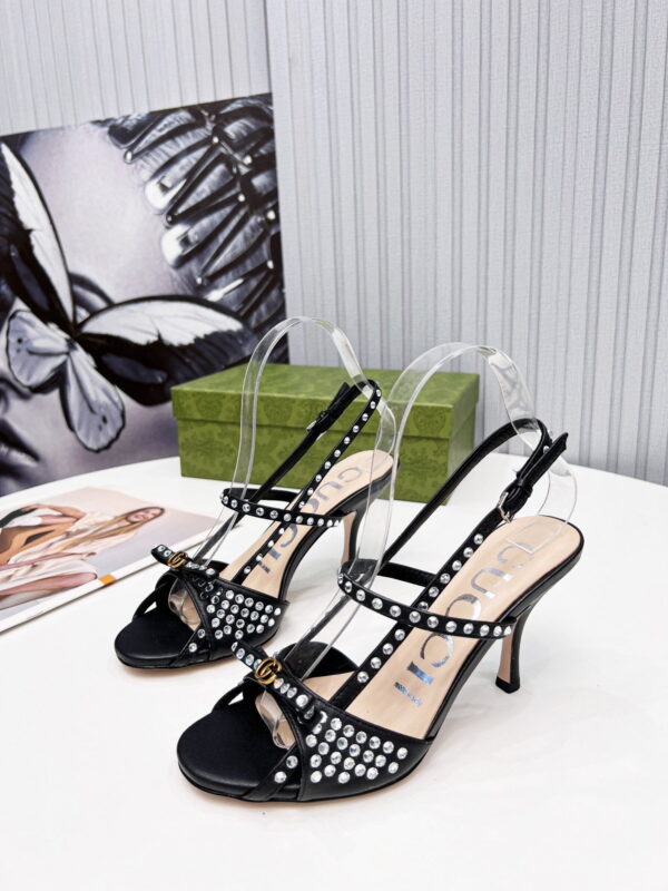 Gucci Women's Sandal With Crystals Black For Women GG