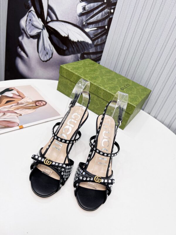 Gucci Women's Sandal With Crystals Black For Women GG