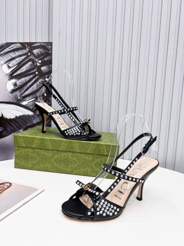 Gucci Women's Sandal With Crystals Black For Women GG
