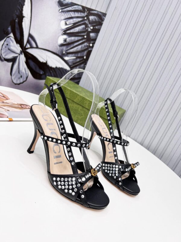 Gucci Women's Sandal With Crystals Black For Women GG