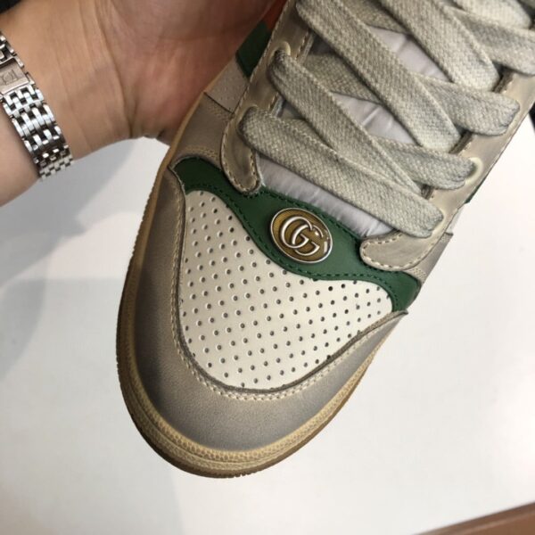Gucci Women's Screener Distressed High Top Off-White Green For Women 5637309