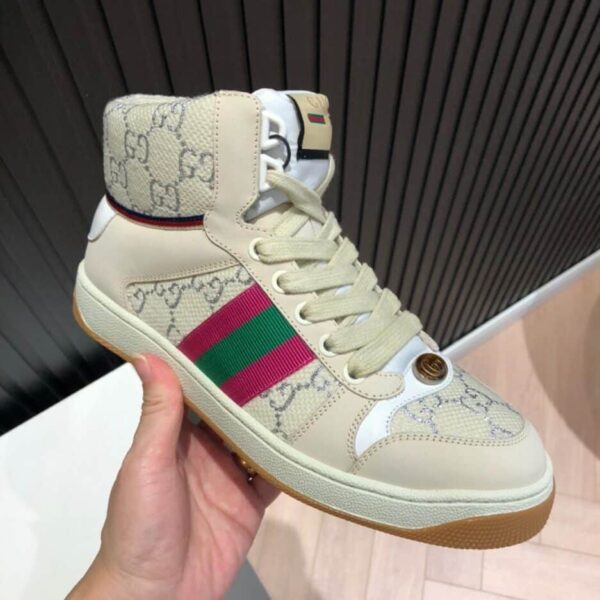 Gucci Women's Screener GG High-Top Beige Pink Green For Women 5637309