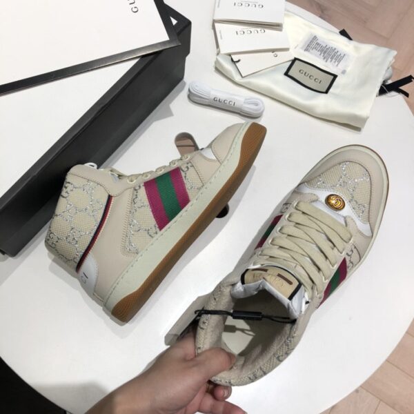 Gucci Women's Screener GG High-Top Beige Pink Green For Women 5637309