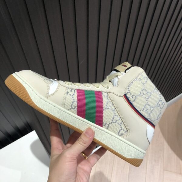 Gucci Women's Screener GG High-Top Beige Pink Green For Women 5637309