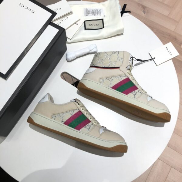 Gucci Women's Screener GG High-Top Beige Pink Green For Women 5637309