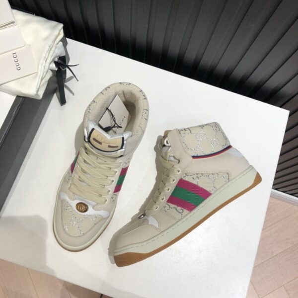 Gucci Women's Screener GG High-Top Beige Pink Green For Women 5637309