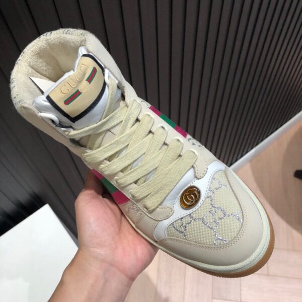 Gucci Women's Screener GG High-Top Beige Pink Green For Women 5637309
