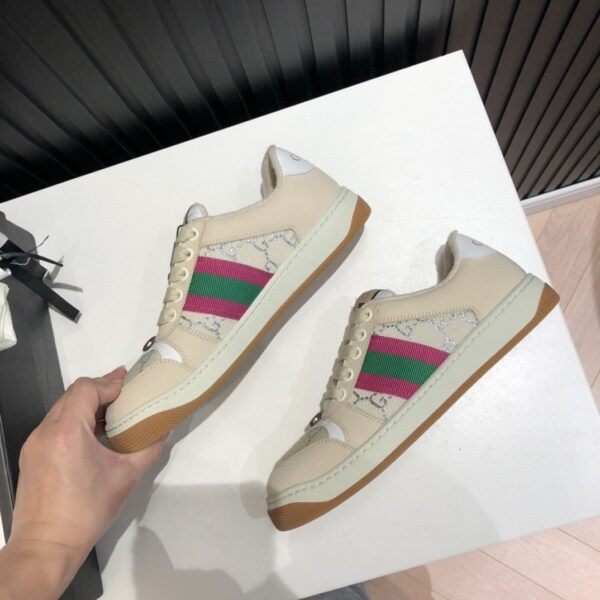 Gucci Women's Screener GG Low-Top Beige Pink Green For Women 546551