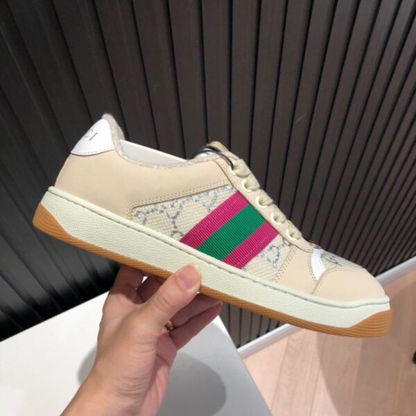 Gucci Women's Screener GG Low-Top Beige Pink Green For Women 546551