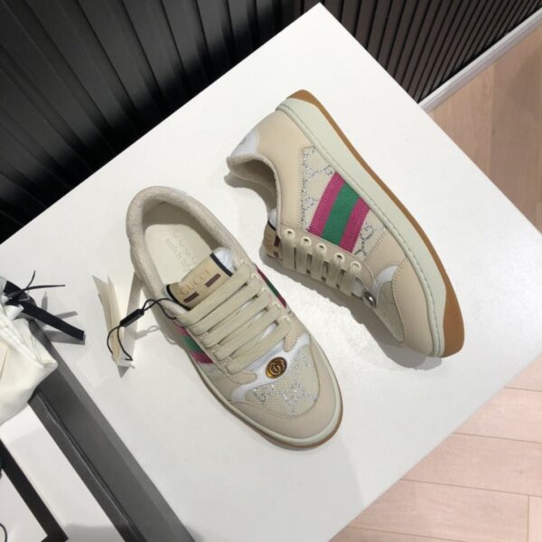 Gucci Women's Screener GG Low-Top Beige Pink Green For Women 546551