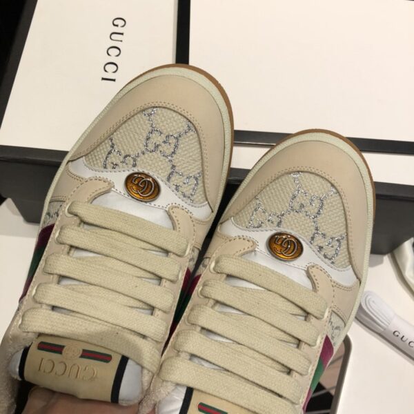 Gucci Women's Screener GG Low-Top Beige Pink Green For Women 546551
